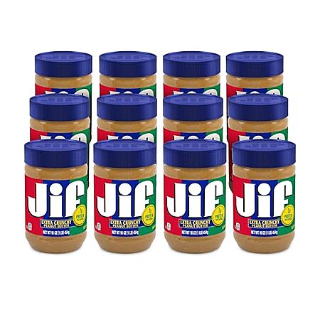 [S&S, AC] $16.45 | 12-Pack 16-Oz Jif Peanut Butter (Extra Crunchy) at Amazon ($1.37 each)