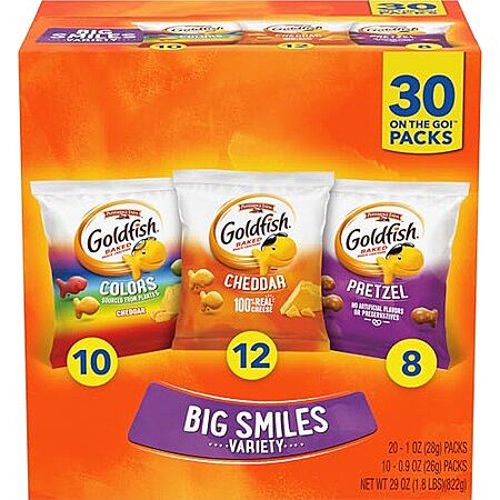 30-Count 0.9oz Goldfish Crackers Big Smiles Variety Pack $7.10 w/ Subscribe & Save