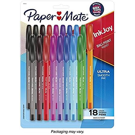 [S&S] $2.84 | 18-Count Paper Mate InkJoy 100ST Ballpoint Pens (Medium Point 1.0mm, Assorted) at Amazon