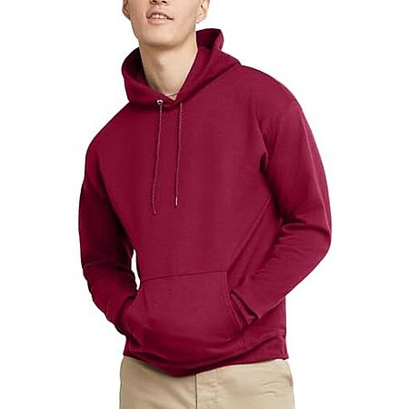 Hanes Men's EcoSmart Pullover Hooded Sweatshirt (Cardinal or Maroon) $8.70 