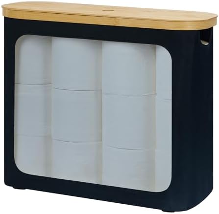 Rosos 9-12 Roll Toilet Paper Storage w/ Bamboo Lid (Black) $10.50 