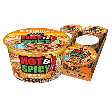[S&S] $5.64 | 6-Pack 3.32-Oz NISSIN Hot & Spicy Ramen Noodle Soup (Chicken) at Amazon (94￠ each)