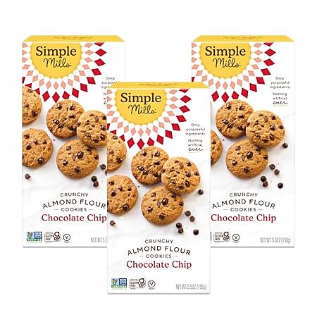 3-Pack 5.5-Oz Simple Mills Almond Flour Crunchy Cookies (Chocolate Chip) $8.15 w/ Subscribe & Save