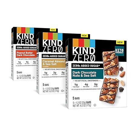 [S&S] $15.52 | 15-Pack 1.2-Oz KIND ZERO Added Sugar Bars (Variety Pack) at Amazon