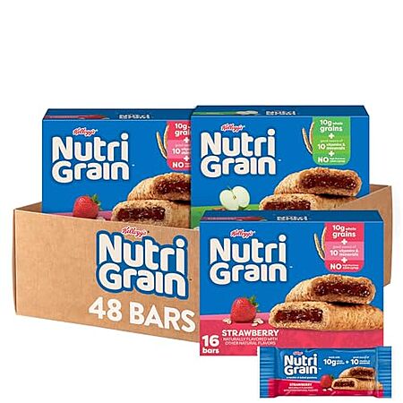 [S&S] $11.38 | 48-Count Nutri-Grain Soft Baked Breakfast Bars (Strawberry & Apple Cinnamon) at Amazon
