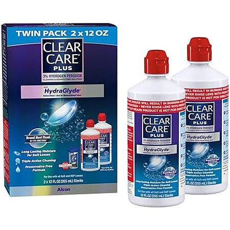 2-Pk 12-Oz Clear Care Plus Cleaning Solution w/ 3% Hydrogen Peroxide & Lens Case $8.60 w/ Subscribe & Save