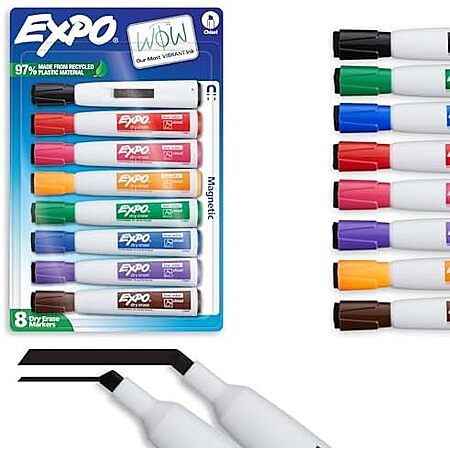 8-Count EXPO Magnetic Dry Erase Markers w/ Eraser (Assorted Colors, Chisel Tip) $6.65 w/ Subscribe & Save