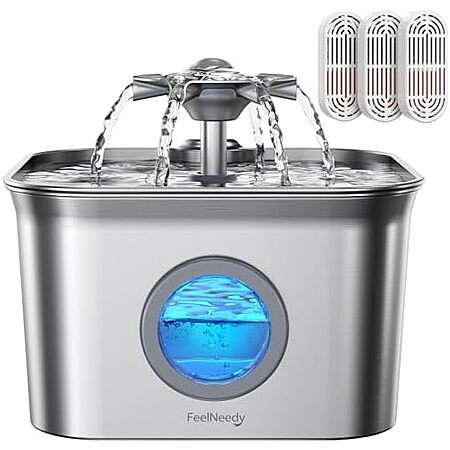 $18.99* | 2.8L FEELNEEDY Stainless Steel Dishwasher-Safe Pet Water Fountain w/ 3 Filters at Amazon