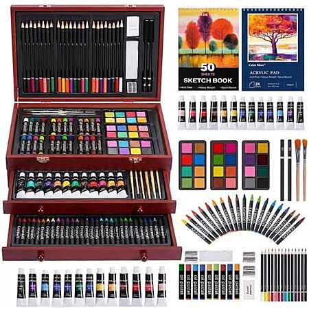 175-Pc Color More Deluxe Art Set w/ Wooden Case $20.30 