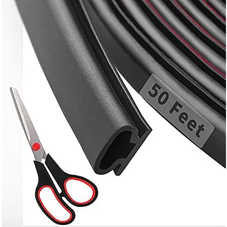 50' Fingwerk D-Shape Rubber Weather Stripping Door Seal Strip w/ Scissors $10.80 