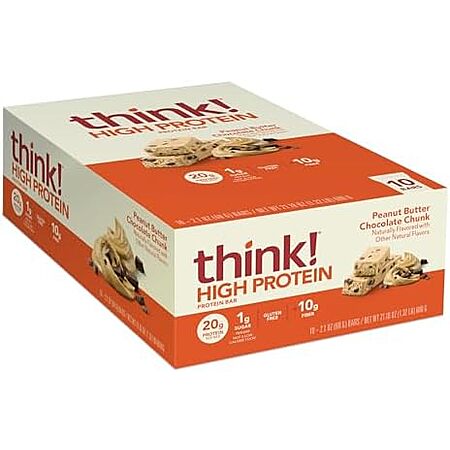 [S&S] $15.95 | 10-Pack 2.1-Oz think! Protein Bars (Peanut Butter Chocolate Chunk) at Amazon