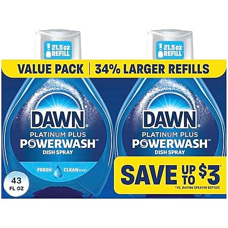 2-Pack 21.5oz. Dawn Platinum Plus Powerwash Dish Spray Refills (Fresh Clean) $4.85 w/ Subscribe & Save