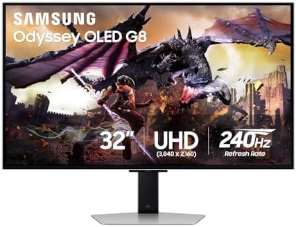 $751.48 | 32″ Samsung Odyssey OLED G8 Gaming Monitor, QD-OLED, 4K UHD, 240Hz, 0.03ms Response at Amazon