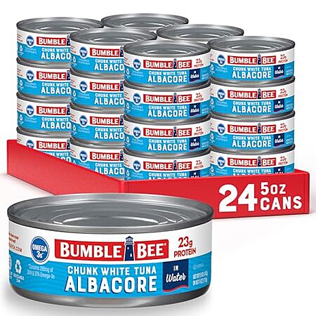 [S&S, AC] $18.90 | 24-Pack 5-Oz Bumble Bee Chunk White Albacore Tuna in Water at Amazon (78.8￠ each)
