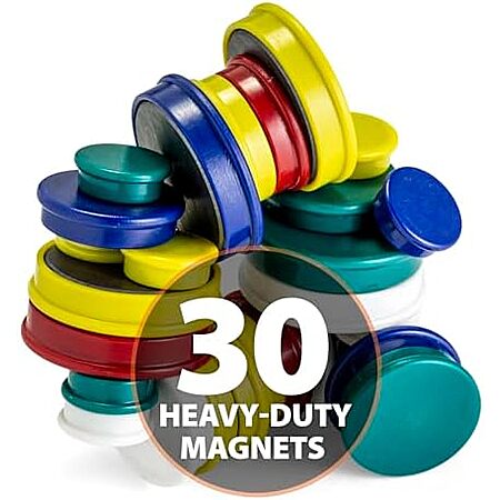 30-Pack Officemate Assorted Heavy-Duty Magnets (Assorted Sizes & Colors) $8 