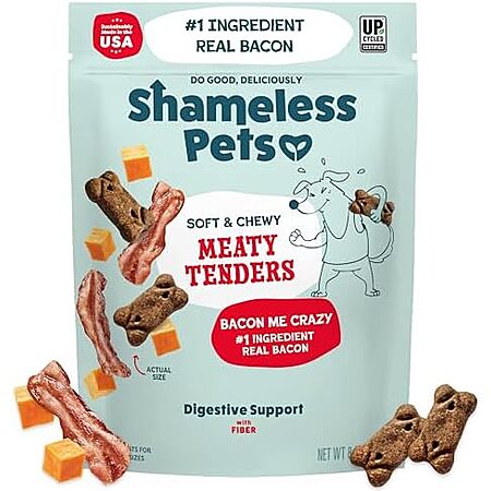 [S&S, AC] $3.14 | 8-Oz Shameless Pets Soft & Chewy Dog Treats (Bacon) at Amazon