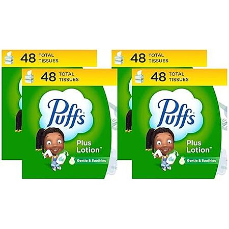 $4.04 | 4-Pack 48-Count Puffs Plus Lotion Facial Tissue at Amazon