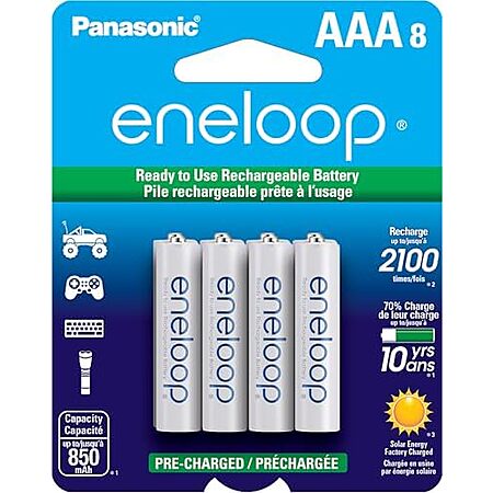 8-Pack Panasonic eneloop AAA Ni-MH Pre-Charged Rechargeable Batteries $15.15 