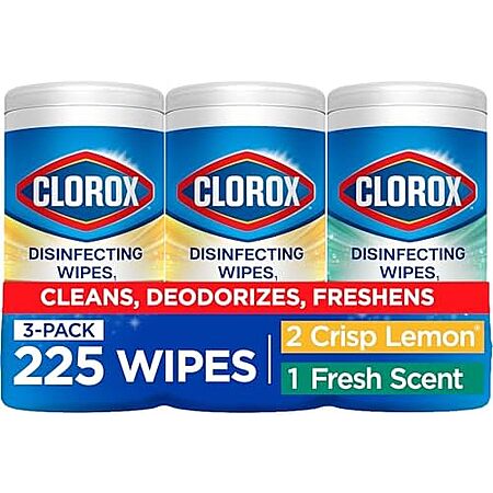 3-pk 75-ct Clorox Disinfecting Wipes (Fresh Scent & Crisp Lemon) $10.55 w/ Subscribe & Save