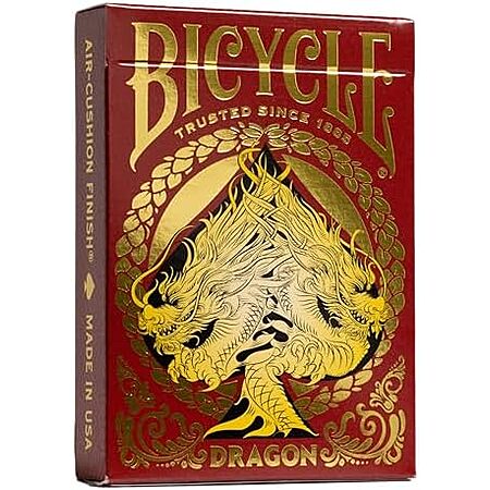 [AC] $5.59* | Bicycle Red Dragon Gold Foil Premium Playing Cards at Amazon