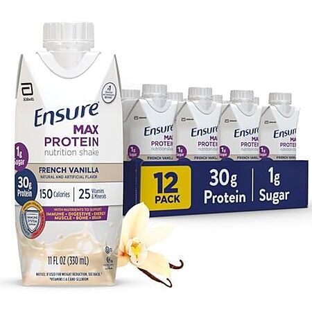 Select Accounts: 12-Pk 11-Oz Ensure Max Protein Nutrition Shake (French Vanilla) $12.40 w/ Subscribe & Save