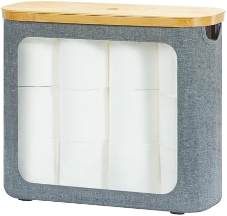 Rosos 9-12 Roll Toilet Paper Storage w/ Bamboo Lid