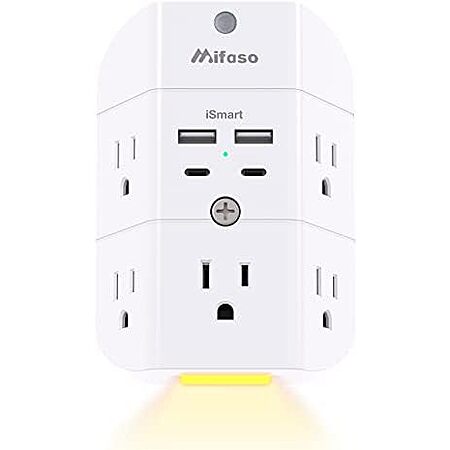 [Prime] $7.99* | 5-Outlet Mifaso 1080J Surge Protector Outlet Extender w/ Night Light & 4 USB at Amazon
