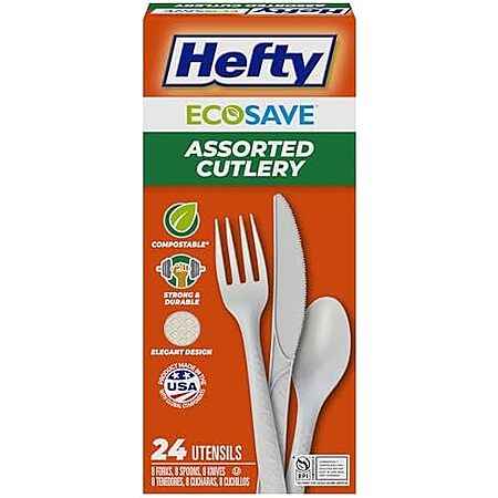 [SnS] $2.04 | 24-Count Hefty ECOSAVE Compostable Assorted Cutlery Set at Amazon