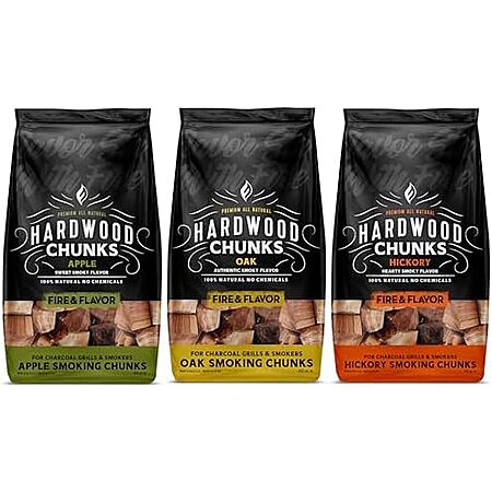 Image for article $19.99 | Fire & Flavor Premium All Natural Wood Chunk Bundle for Smokers  Oak, Apple, Hickory at Amazon
