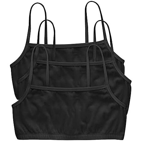 3-Pk Hanes Women's Cotton String Bralettes (Black or Black/Fig/Red)