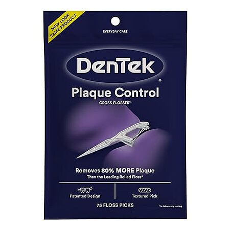 75-Ct DenTek X-Shaped Cross Flosser Plaque Control Floss Picks (Mint)
