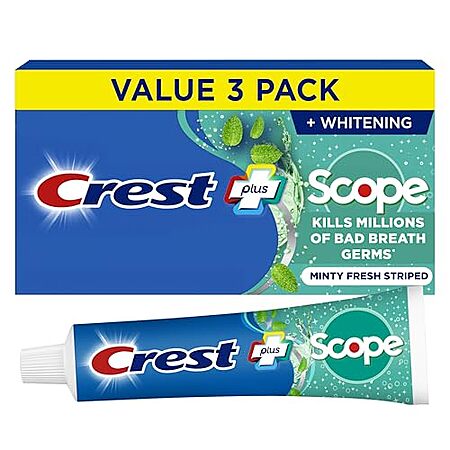 Select Accts: 3-Pk 5.4-Oz Crest + Scope Whitening Toothpaste (Minty Fresh)