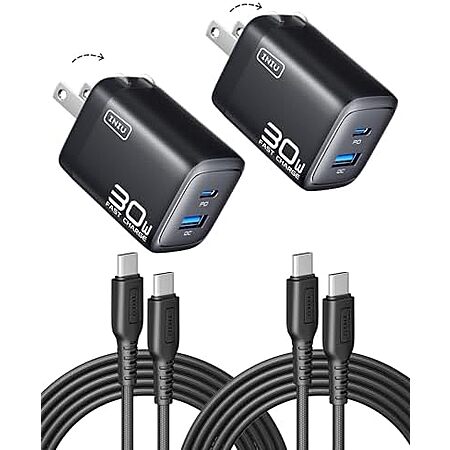 [AC] $8.39* | 2-Pack INIU Up to 30W PD Fast Charging USB-C Charger Block (USB-C + USB-A; Black) at Amazon