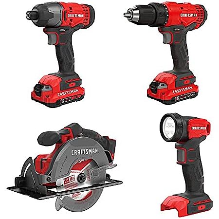 [AC] $149.99 | CRAFTSMAN V20 MAX 4-Tool Cordless Power Tool Combo Kit (CMCK401D2AM) at Amazon