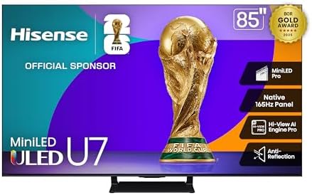 $999.96 | 85″ Hisense U7 Mini-LED ULED 4K UHD Google Smart TV (85U75QG, 2025 Model) at Amazon
