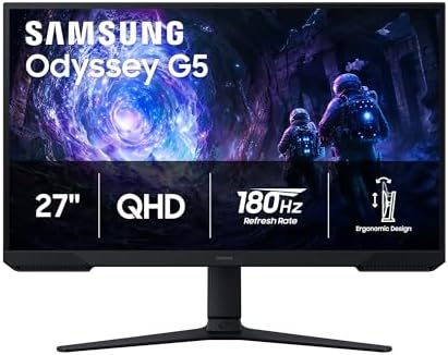 $159.99 | Samsung 27" Odyssey G5 (G51F) Gaming Monitor - QHD (1440P), 180Hz, 1ms at Amazon