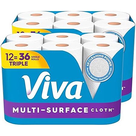 [SnS, AC] $34.46* | 2 × 12-Pack 165-Sheets Viva Multi-Surface Cloth Paper Towels ($17.23 each) at Amazon