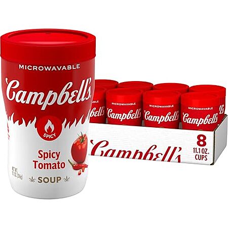 [SnS, AC] $29.20 | 4 × 8-Pack 11.1-Oz Campbell's Microwavable Sipping Soup (Spicy Tomato) ($7.30 each) at Amazon