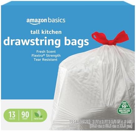 [SnS, AC] $8.10* | 90-Count Amazon Basics 13 Gallon Flextra Tall Kitchen Drawstring Trash Bags (Clean Fresh) at Amazon (9￠ each)