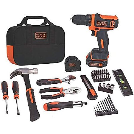 $61.62 | BLACK+DECKER 12V MAX Drill & Home Tool Kit, 60-Piece (BDCDD12PK) at Amazon