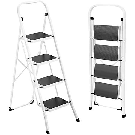 $44.97* | HBTower 4-Step Folding Ladder Anti-Slip Stool (330 lbs capacity, White) at Amazon