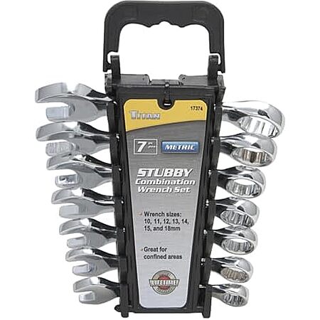 $10.99* | Titan 17374 7-Piece 12-Point Metric Stubby Combination Wrench Set at Amazon