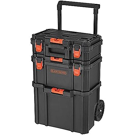 [AC] $72.79* | 3-Pc BLACK+DECKER Stackable Storage System Set (Small, Deep Toolbox & Rolling Tote) at Amazon