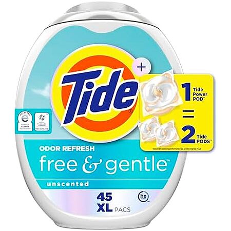 [SnS, AC] $34.45 | 4 × 45-Count Tide PODS Free and Gentle Odor Refresh Laundry Detergent Pacs (Unscented) ($8.61 each) at Amazon