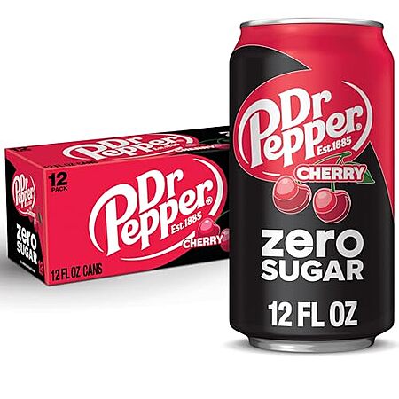 12-Pack 12-Oz Dr Pepper Cherry Zero Sugar Soda $5 