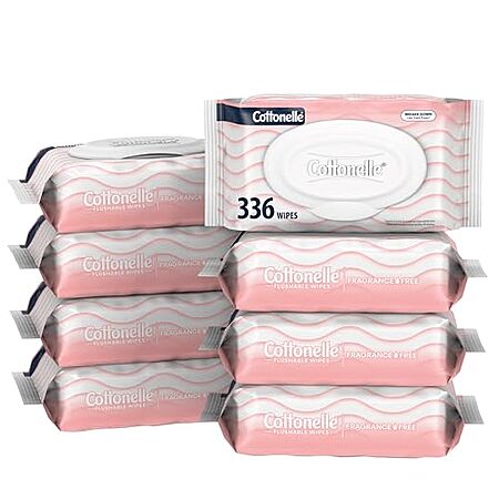 [SnS, AC] $38.63* | 5 × 8-Pack 42-Count Cottonelle Fragrance Free Flushable Wet Wipes ($7.73 each) at Amazon