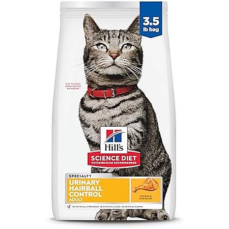 [SnS, AC] $7.49 | 3.5-Pound Hill's Science Diet Urinary & Hairball Control, Adult, Dry Cat Food (Chicken) at Amazon