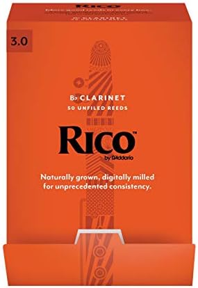 $50.39 | 50-pack D’Addario Woodwinds, Rico Bb Clarinet Reeds, RCA0130-B50, Strength 3.0 at Amazon