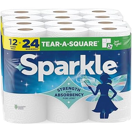 12-Pk Sparkle Tear-A-Square 2-Ply Paper Towels (Double Rolls) $9.95