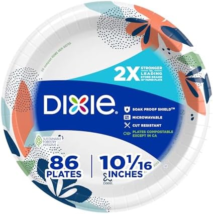 86-Ct 10" Dixie Large Paper Plates $6 